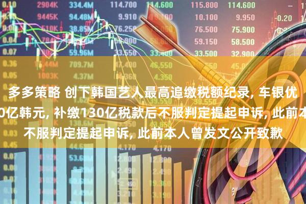 多多策略 创下韩国艺人最高追缴税额纪录, 车银优涉嫌偷税被追征200亿韩元, 补缴130亿税款后不服判定提起申诉, 此前本人曾发文公开致歉